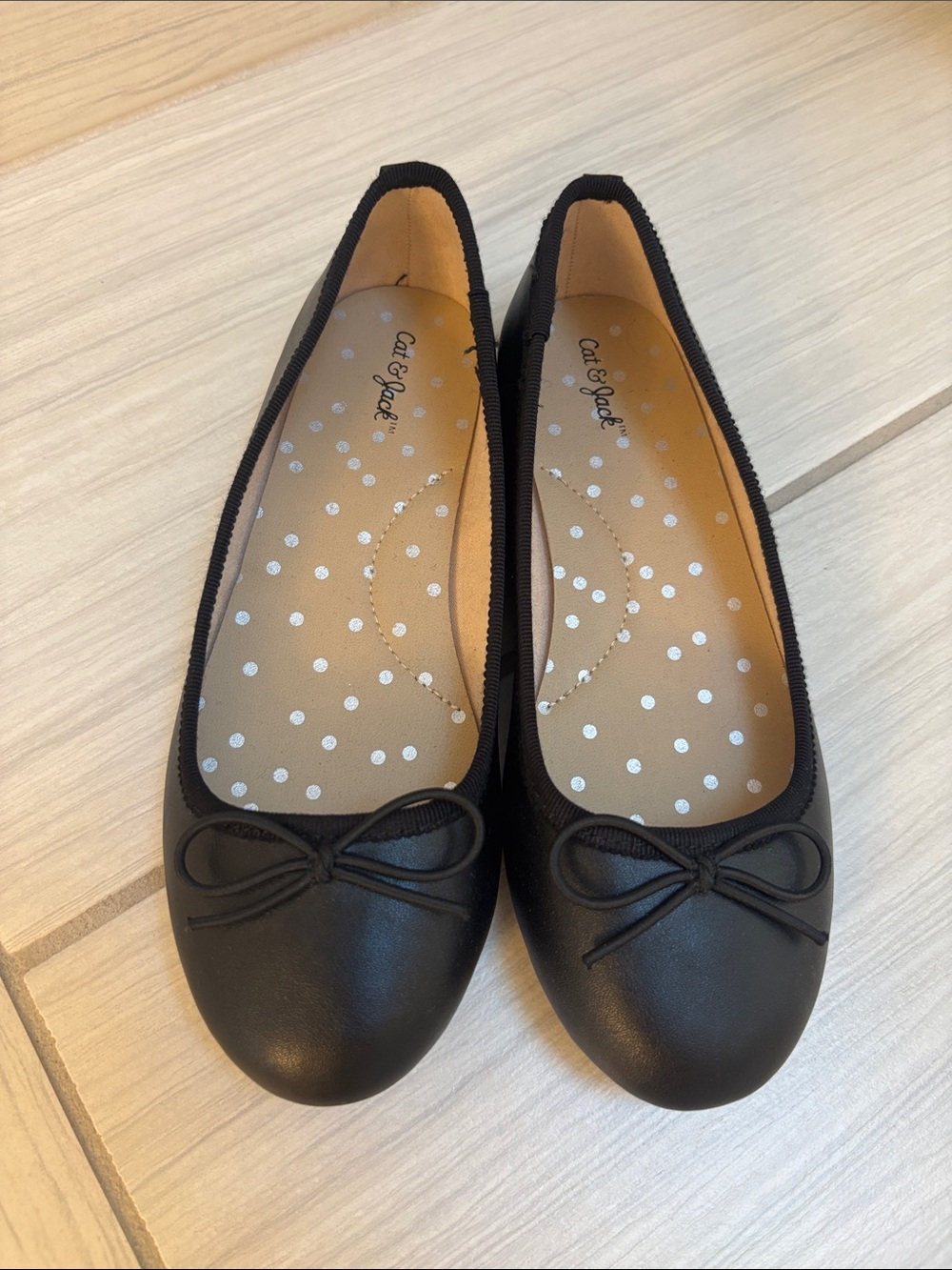 Girls Cat & Jack Black Bow Ballet Flats Size 13